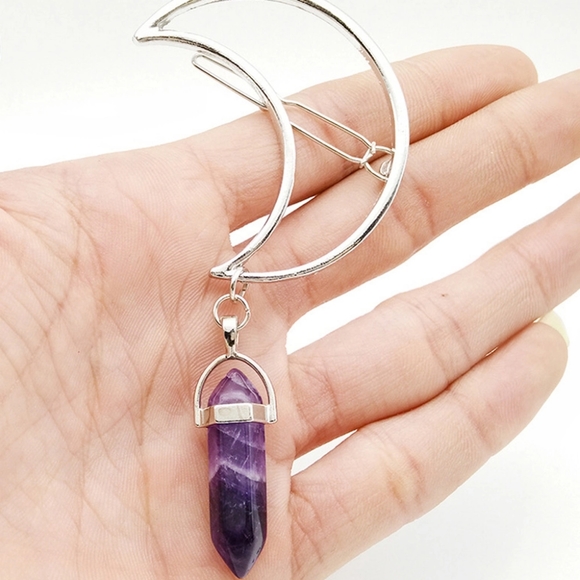 NEW Silver Minimalist Crescent Moon Hair Pin Clip - Picture 4 of 15